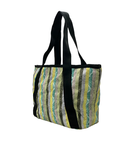 美品 LeSportsac トートバッグ 肩掛け ストライプ柄 EXIT RINRIN PANIC レディース レスポートサック