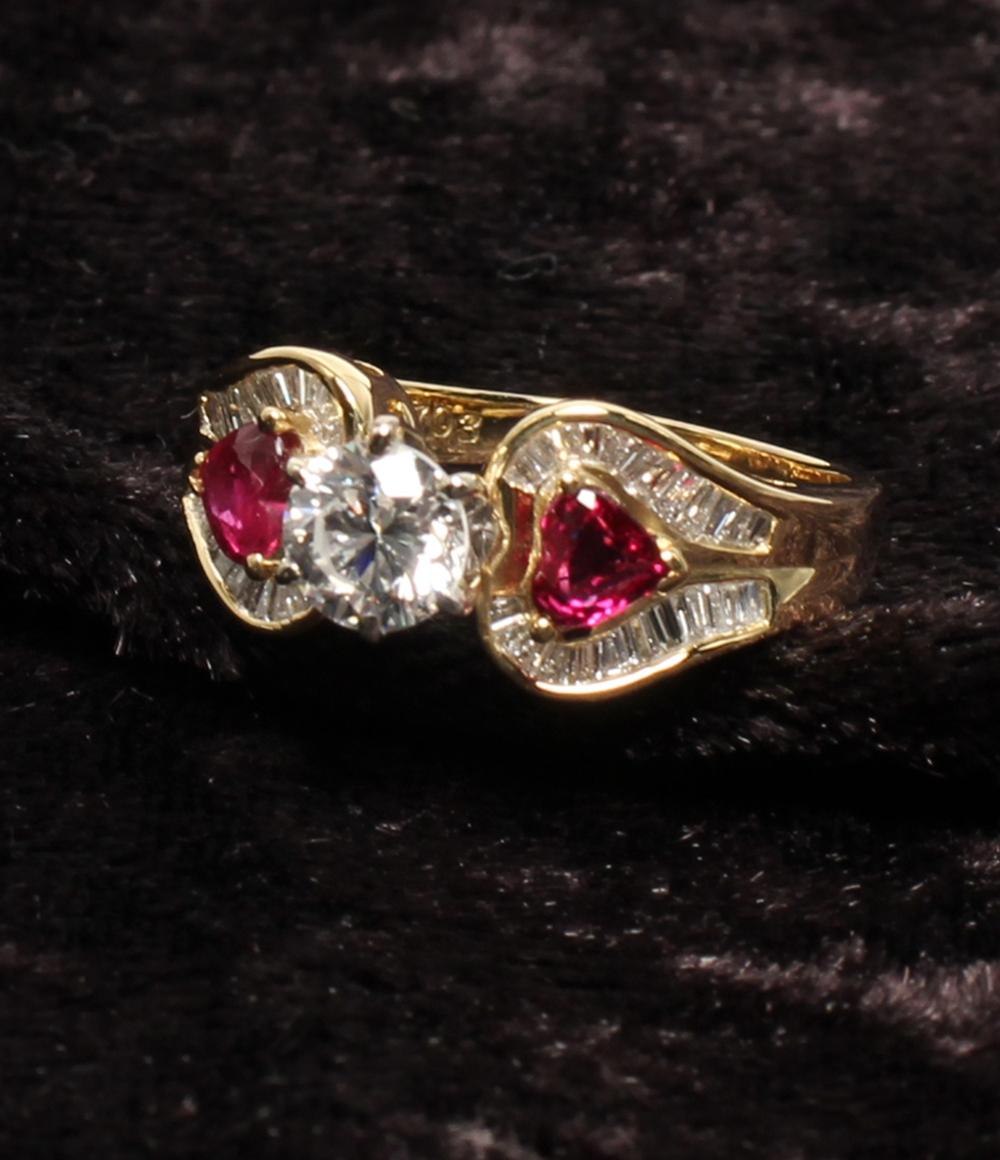 美品 リング 指輪 K18 ダイヤ 0.703ct ルビー レディース
