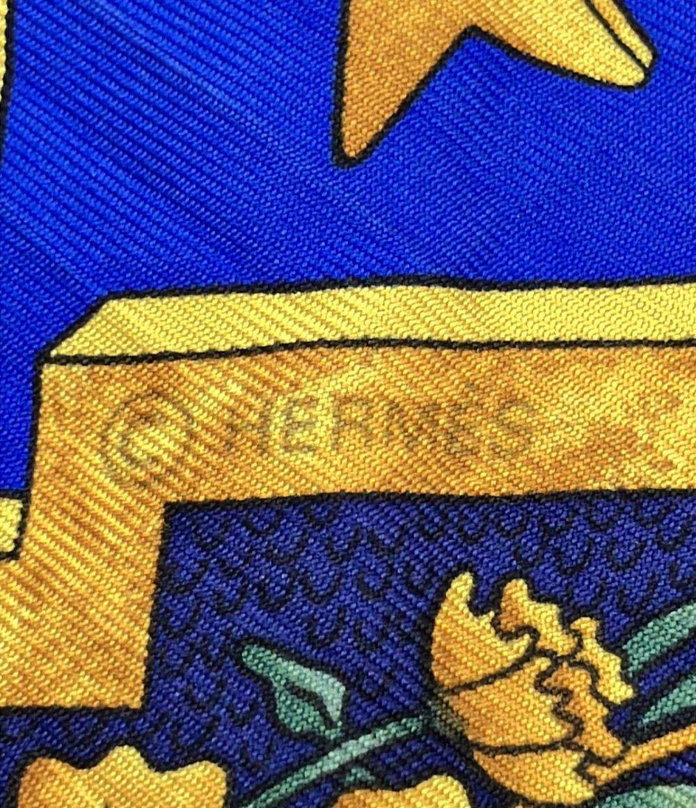 美品 HERMES スカーフ シルク100% カレ90 プリーツ CARPE DIEM レディース エルメス