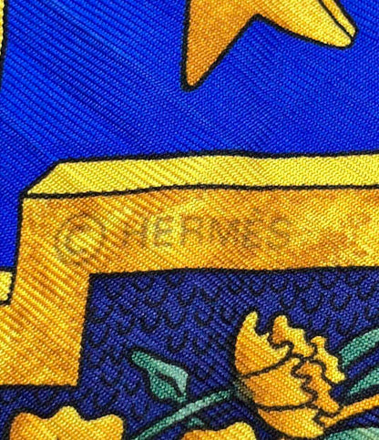 美品 HERMES スカーフ シルク100% カレ90 プリーツ CARPE DIEM レディース エルメス