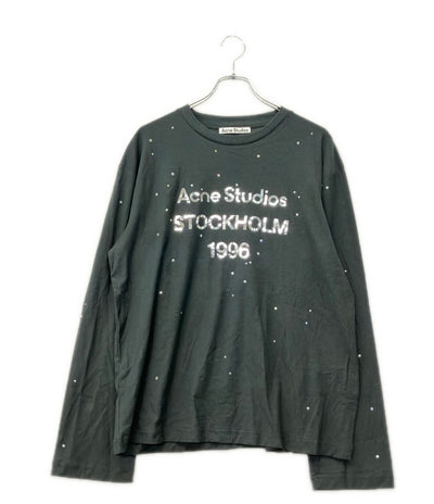 訳あり Acne Studios 長袖 ラインストーン ロゴTシャツ FN-UX-TSH1000231  CL0416 メンズ レディース SIZE S アクネ ストゥディオズ