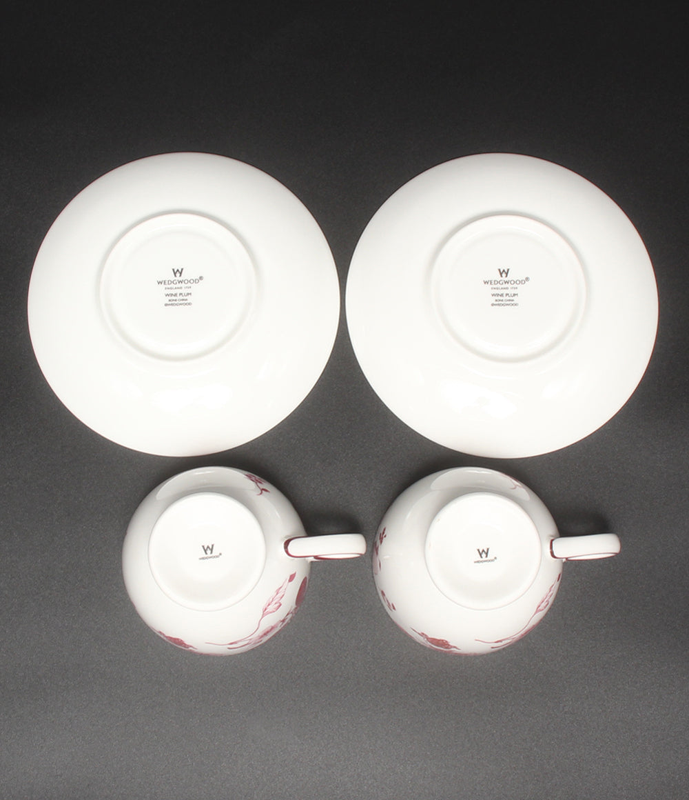 WEDGWOOD カップ＆ソーサー 2客セット ペア ワインプラム ウエッジウッド