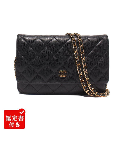 CHANEL チェーンウォレット チェーンショルダーバッグ ゴールド金具 キャビアスキン マトラッセ レディース シャネル