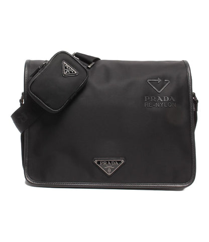美品 PRADA メッセンジャーバッグ ショルダーバッグ リナイロン 斜め掛け 三角プレート 2VD039 メンズ レディース プラダ