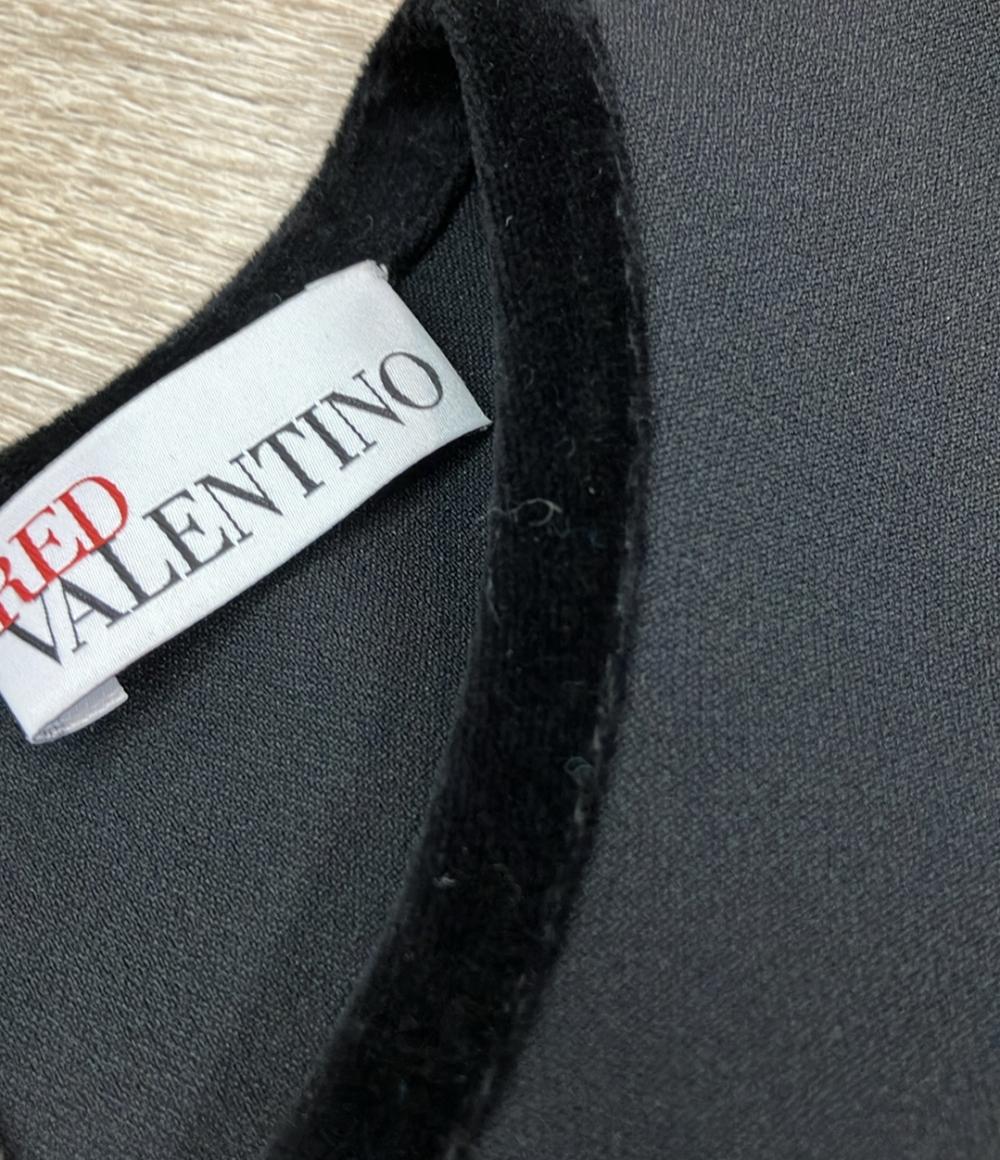 RED VALENTINO 長袖ワンピース 23AW Black Velvet Trimmed Crepe Mini Dress QROVA7M042P レディース SIZE 40 (M) レッドヴァレンティノ