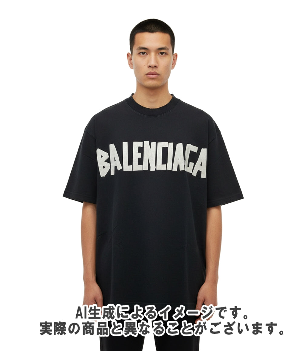 BALENCIAGA ロゴプリント Tシャツ 半袖 BALENCIAGA 半袖Tシャツ Tape Type T-Shirt ダメージ加工 23SS メンズ