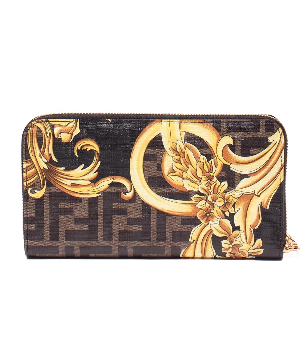 美品 FENDI ラウンドファスナー長財布×VERSACE フェンダーチェ 7M0210-AJJ3 レディース メンズ フェンディ