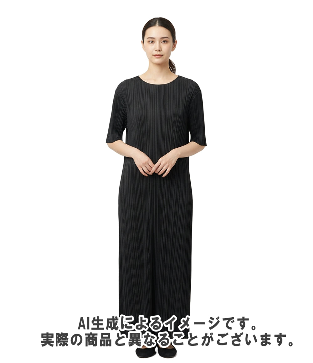 プリーツプリーズ 半袖ワンピース ブラック サイズ4 PLEATS PLEASE 半袖ワンピース レディース SIZE 5 プリーツプリーズ