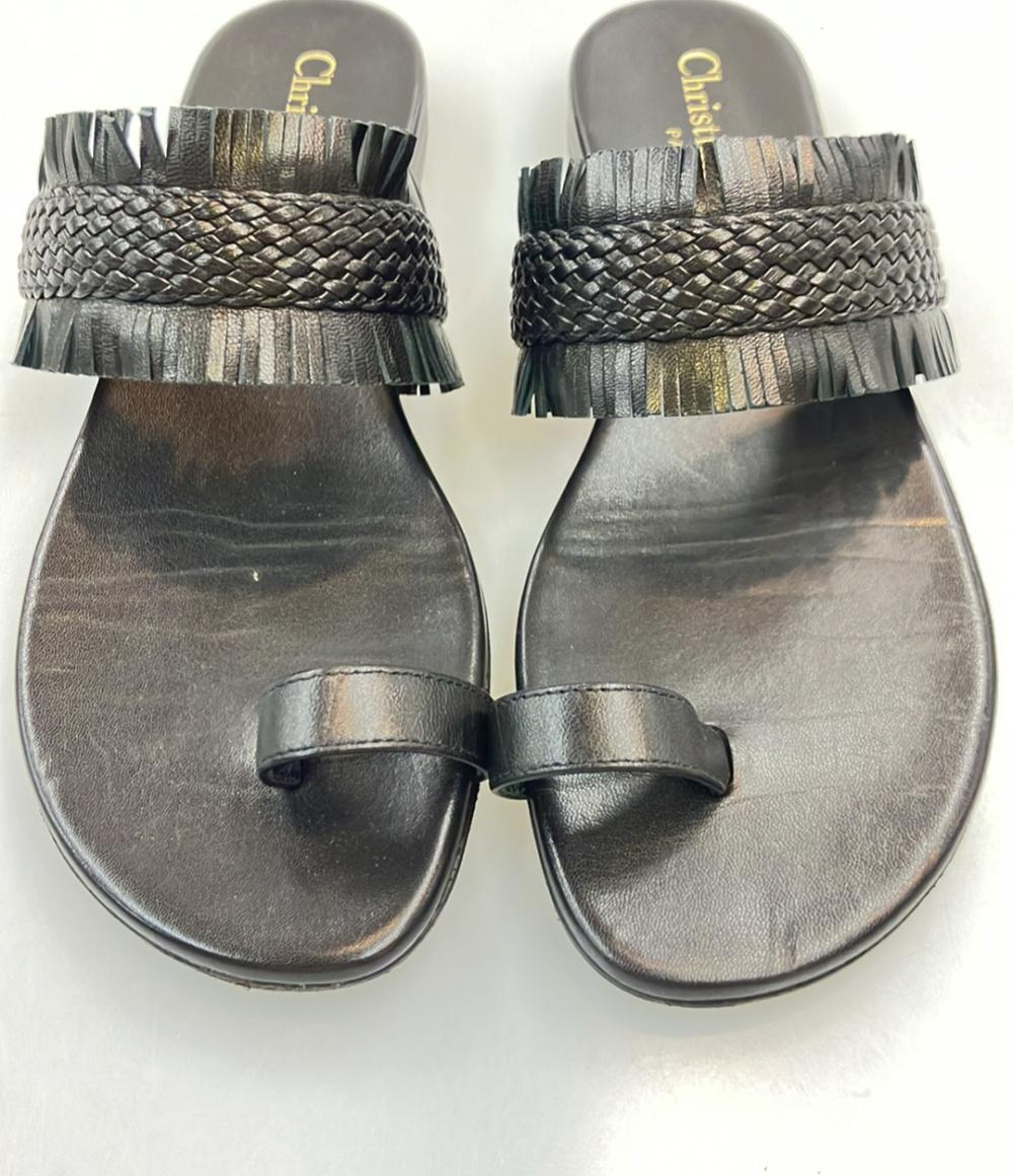 クリスチャンディオール レザーサンダル ラムスキン編み込み レディース SIZE 35 Christian Dior