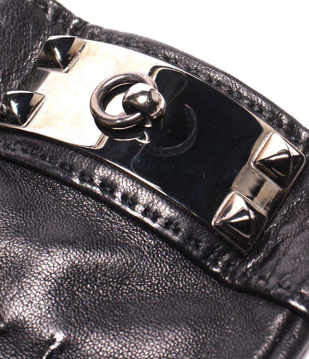 HERMES 手袋 レザーグローブ ラムスキン シルバー金具 コリエドシアン レディース エルメス