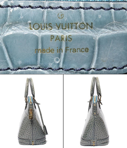 LOUIS VUITTON ハンドバッグ エキゾチックレザー クロコ ブルーグレー ロックイットPM レディース ルイ・ヴィトン