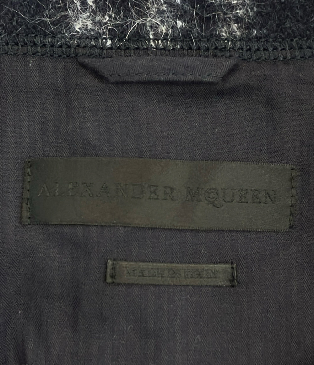 Alexander McQueen ウールモヘヤ混 シャギー ストライプ テーラードジャケット メンズ SIZE S アレキサンダーマックイーン