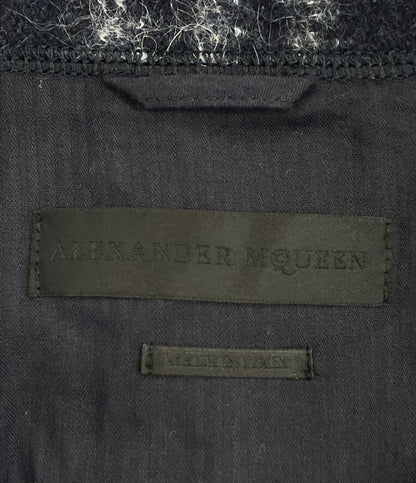 Alexander McQueen ウールモヘヤ混 シャギー ストライプ テーラードジャケット メンズ SIZE S アレキサンダーマックイーン