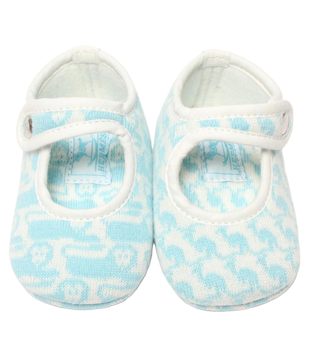 美品 HERMES ファーストシューズ ベビーシューズ アニマル柄 ブルー系 ベビー エルメス