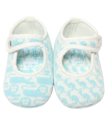 美品 HERMES ファーストシューズ ベビーシューズ アニマル柄 ブルー系 ベビー エルメス