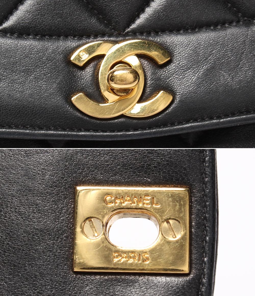 CHANEL チェーンショルダーバッグ ダイアナ ラムスキン 2番台 ゴールド金具 シングルフラップ シングルチェーン マトラッセ レディース シャネル