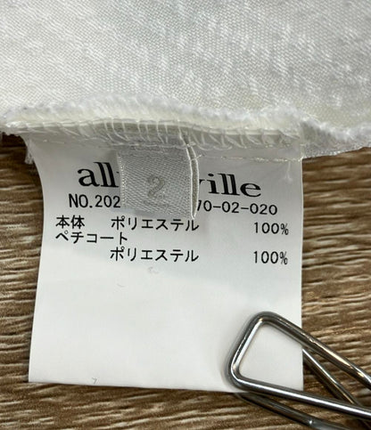 allureville 半袖ワンピース ホワイト サッカースキッパーパターン インナースカート  ベルト付き 202510-14-170 レディース SIZE 2 (M) アルアバイル