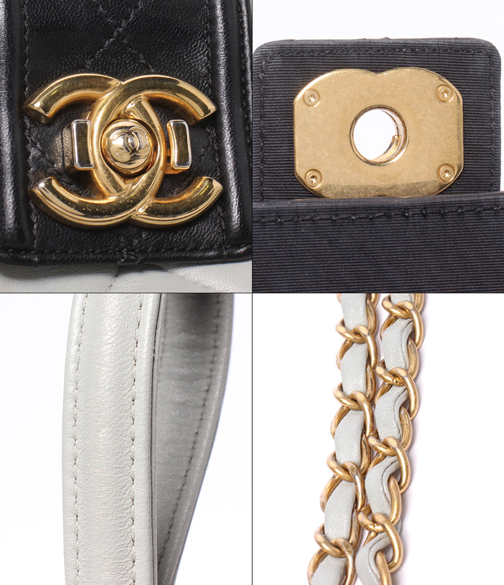 CHANEL チェーンショルダーバッグ 肩掛け 斜め掛け ゴールド金具 20番台 デカマトラッセ ダブルチェーン シングルフラップ レディース シャネル