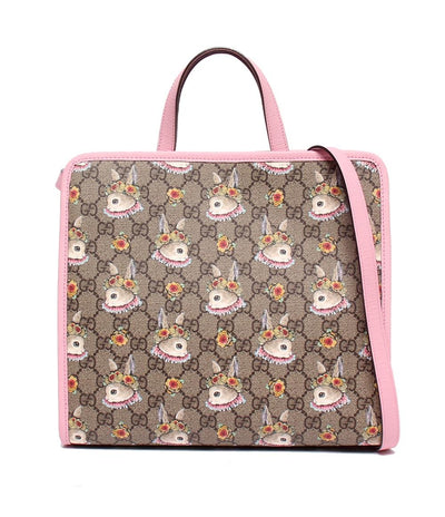 美品 GUCCI 2WAYハンドバッグ ショルダーバッグ 肩掛け チルドレンズ ヒグチユウコ GGスプリーム 630542 520981 レディース グッチ