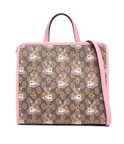 美品 GUCCI 2WAYハンドバッグ ショルダーバッグ 肩掛け チルドレンズ ヒグチユウコ GGスプリーム 630542 520981 レディース グッチ