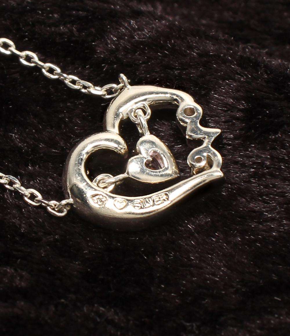 美品 ヨンドシー ネックレス SV ピンクトルマリン ハートモチーフ 2016 レディース 4℃