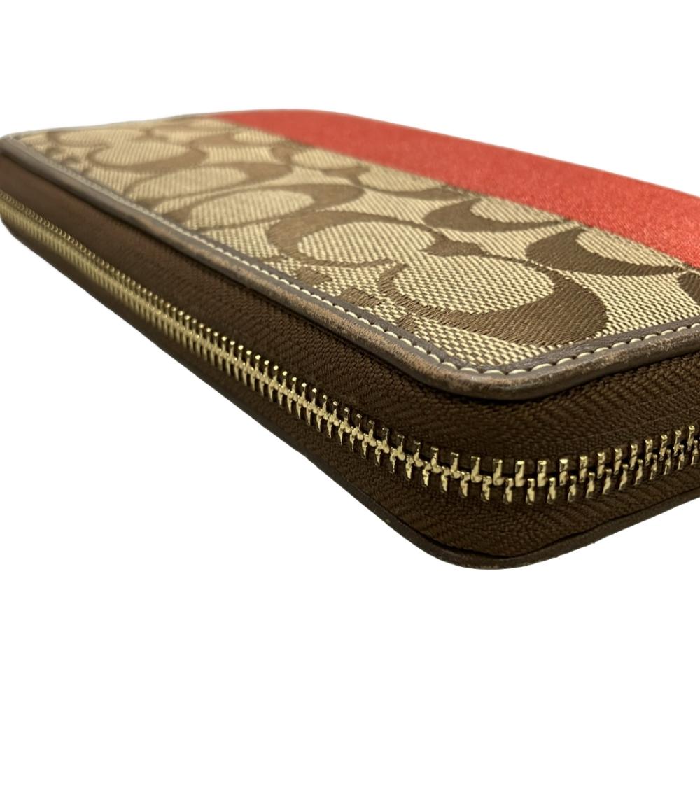 コーチ ラウンドファスナー長財布 シグネチャー レディース COACH