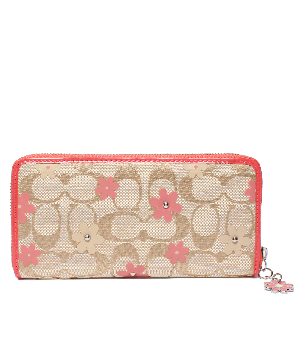 美品 COACH ラウンドファスナー長財布 フローラルデイジー F51339 コーチ