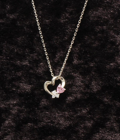 美品 ヨンドシー ネックレス SV ピンクトルマリン ホワイトトルマリン ハートモチーフ レディース 4℃