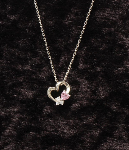 美品 ヨンドシー ネックレス SV ピンクトルマリン ホワイトトルマリン ハートモチーフ レディース 4℃