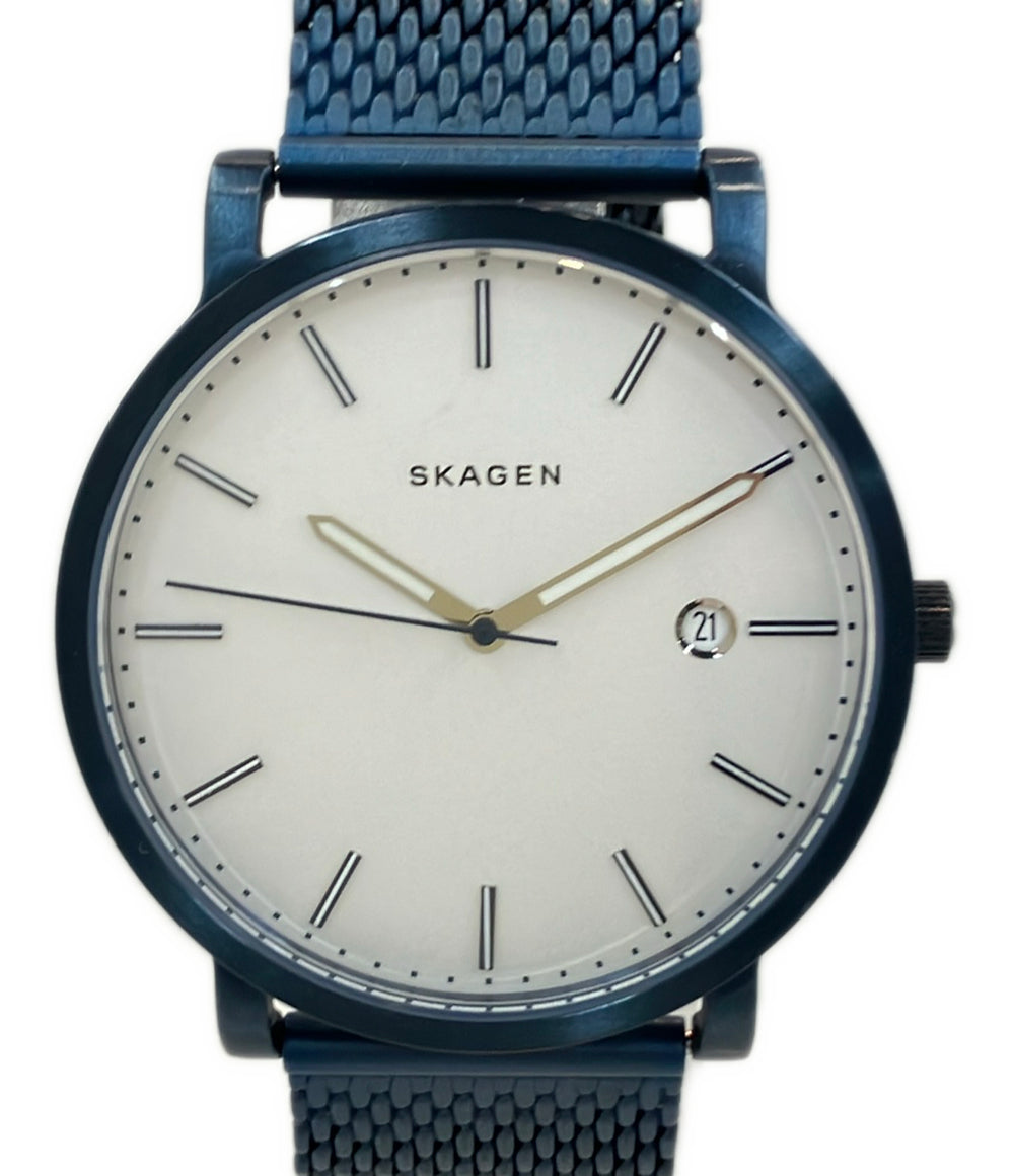 美品 SKAGEN 腕時計 クオーツ ホワイト SKW6326 メンズ スカーゲン