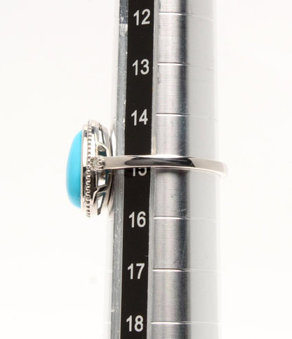 美品 リング 指輪 SV925 ターコイズ ダイヤ 0.03ct レディース SIZE 15号