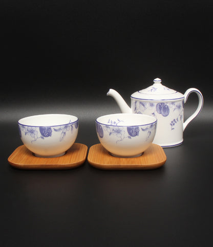 美品 WEDGWOOD ジャパニーズティーカップ 茶托 ティーポット 小皿 豆皿 ミニプレート 5点セット ブループラム ウェッジウッド