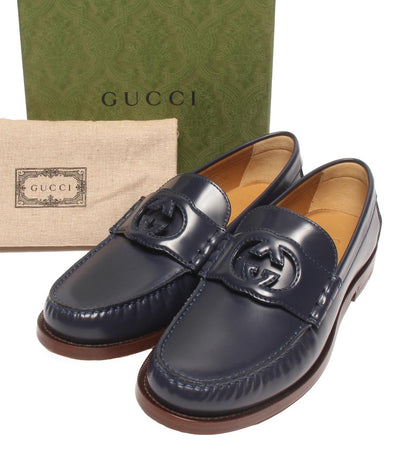 美品 GUCCI ローファー インターロッキング 738470 メンズ SIZE 6 1/2 (25.5cm) グッチ