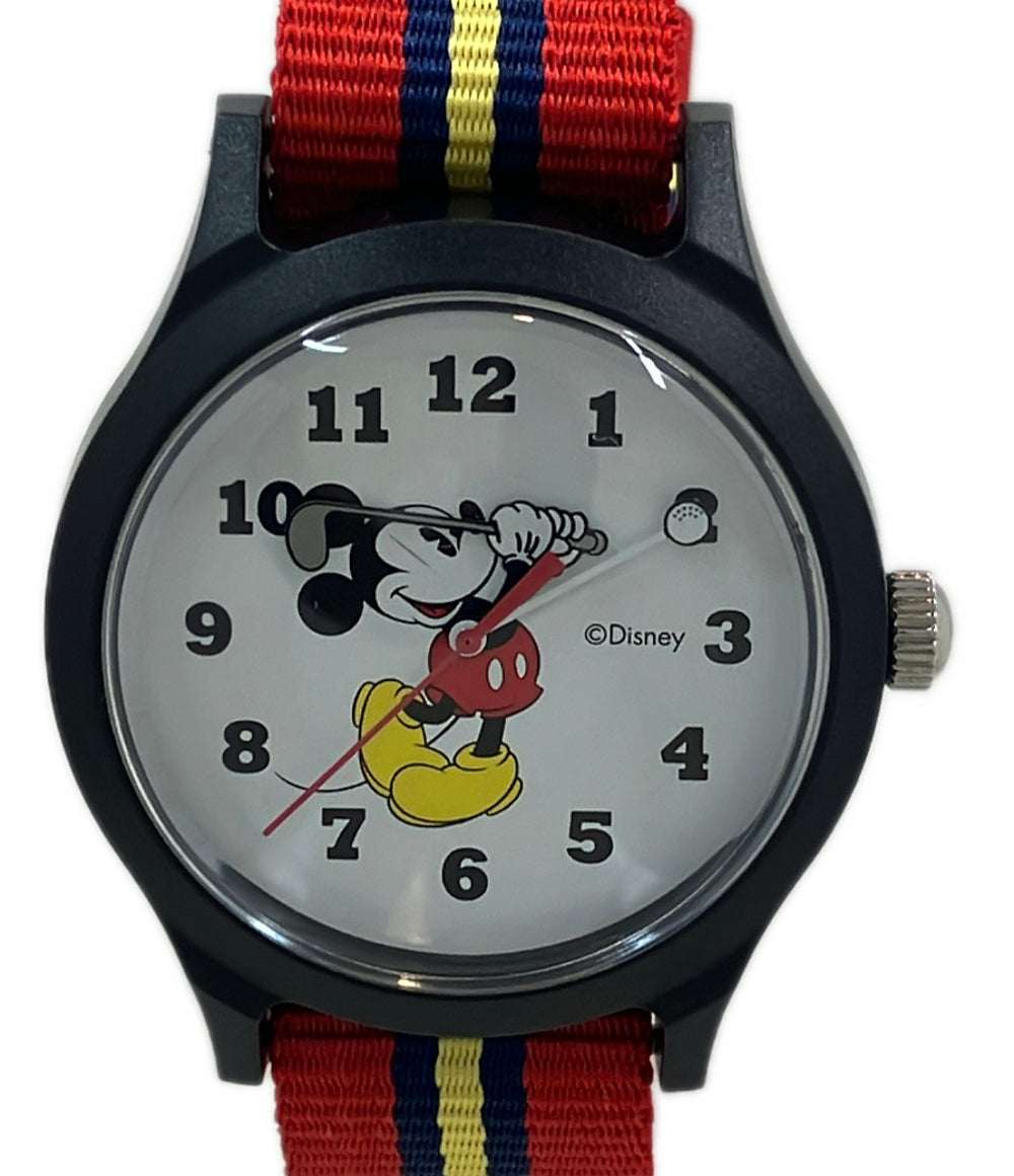 美品 Disney 腕時計 ミッキーマウス クオーツ ホワイト レディース メンズ ディズニー