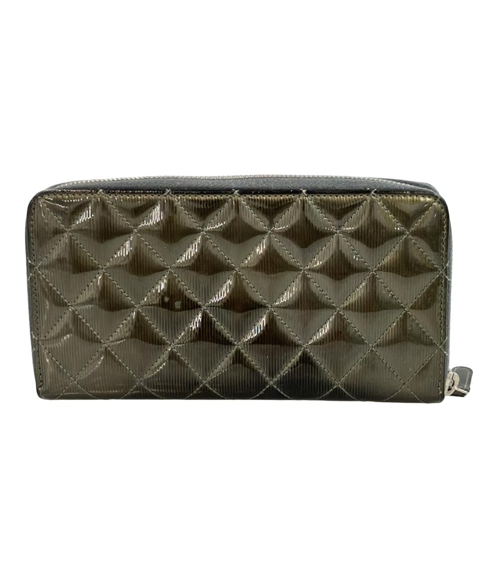 CHANEL シャネル キルティング ビコローレ レザー 長財布 シルバー レディース シャネル ラウンドファスナー長財布 シルバー金具 レディース CHANEL