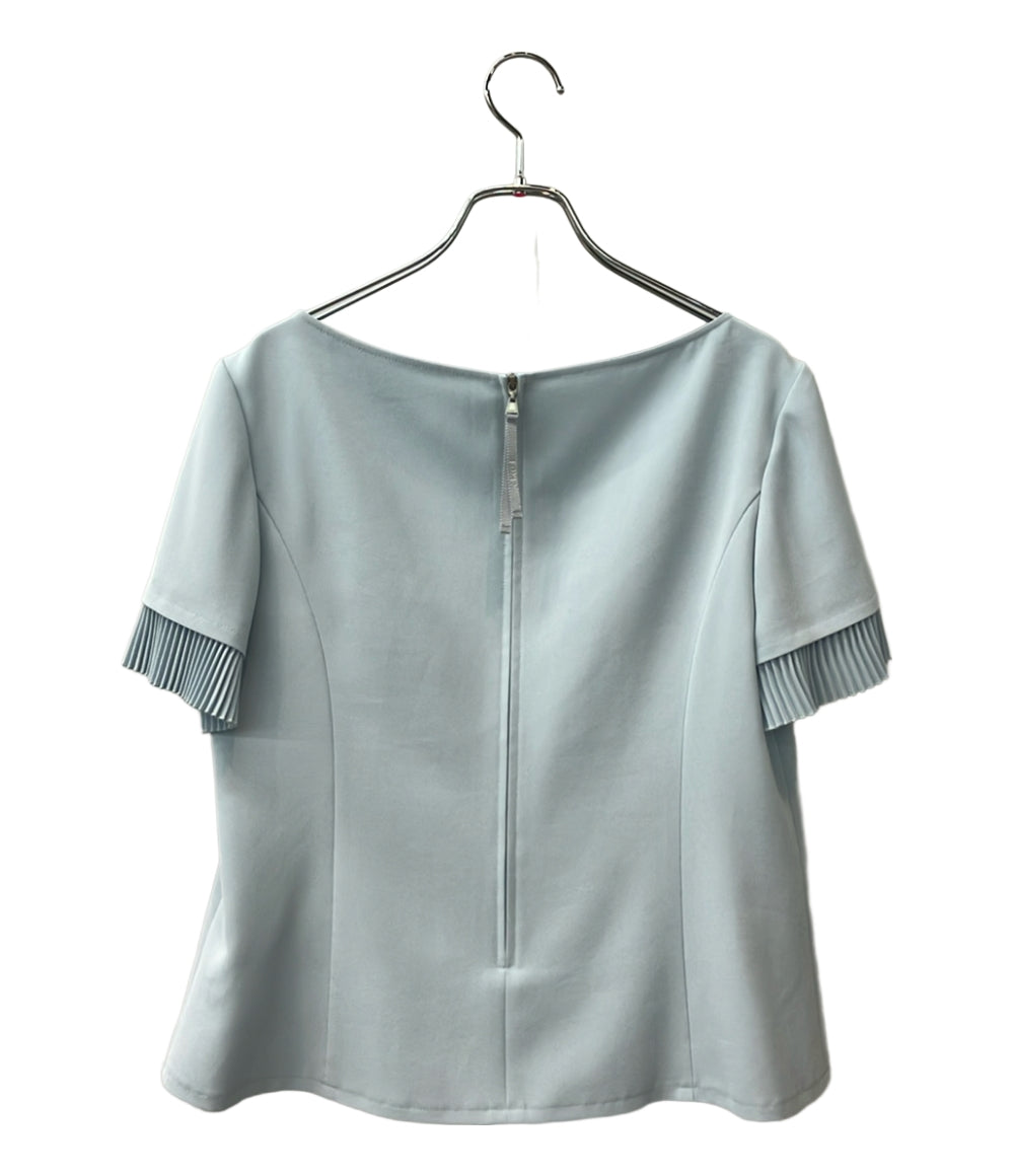 美品 FOXEY NEW YORK 半袖シャツ Blouse Trinete  ベビーブルー 43729  NATOX601PR-2 レディース SIZE 40 (M) フォクシー ニューヨーク
