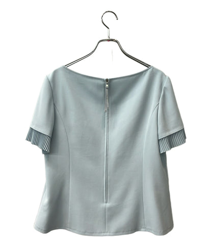 美品 FOXEY NEW YORK 半袖シャツ Blouse Trinete  ベビーブルー 43729  NATOX601PR-2 レディース SIZE 40 (M) フォクシー ニューヨーク