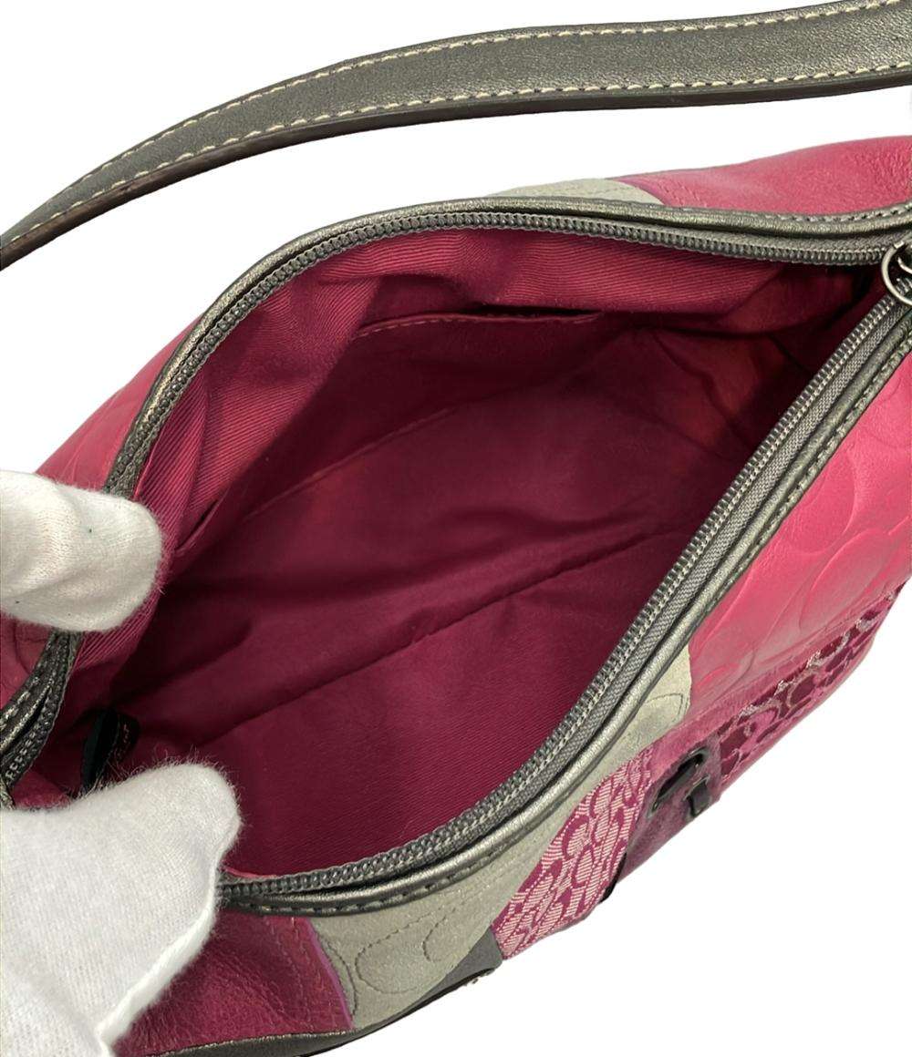 極美品 COACH ハンドバッグ アクセサリーポーチ パッチワーク シグネチャー 美品 COACH ハンドバッグ アクセサリーポーチ パッチワーク レディース