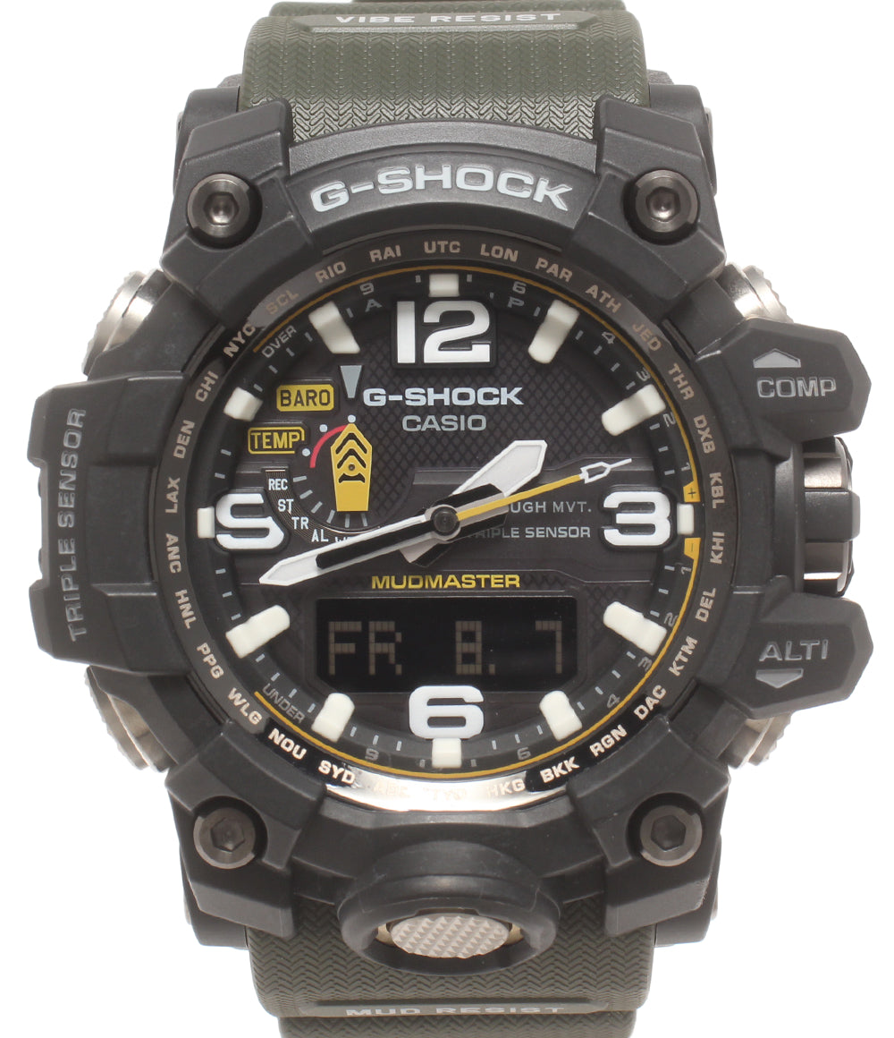 美品 CASIO 腕時計 マッドマスター MUDMASTER G-SHOCK 電波ソーラー ソーラー ブラック GWG-1000 メンズ カシオ