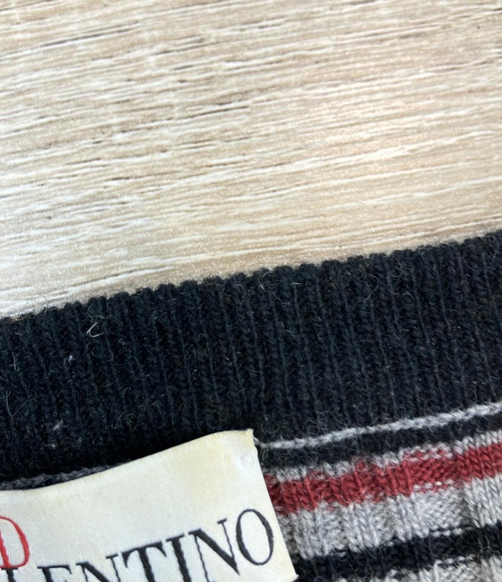 RED VALENTINO 長袖ニット ポーター柄 レッド グレー ブラック QR3KC1A43Y5 レディース SIZE XS レッドヴァレンティノ