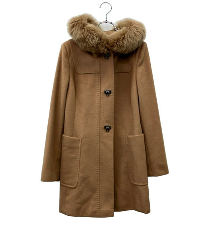 MAX MARA STUDIO フーデッドコート バージンウール キャメル ファー 60862813 レディース SIZE 36 (XS) マックスマーラステュディオ