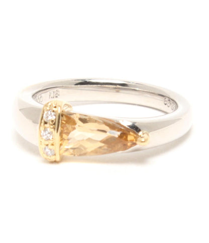 美品 リング 指輪 K18 Pt900 トパーズ 1.29ct ダイヤ 0.03ct レディース SIZE 12号