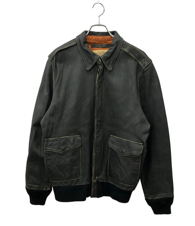 AVIREX レザーフライトジャケット ユーズド加工 A-2 6181011 メンズ SIZE L アヴィレックス