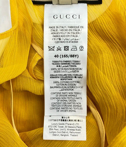 美品 GUCCI ラウンドカラーシフォンワンピース 728125 レディース SIZE 40 (S) グッチ