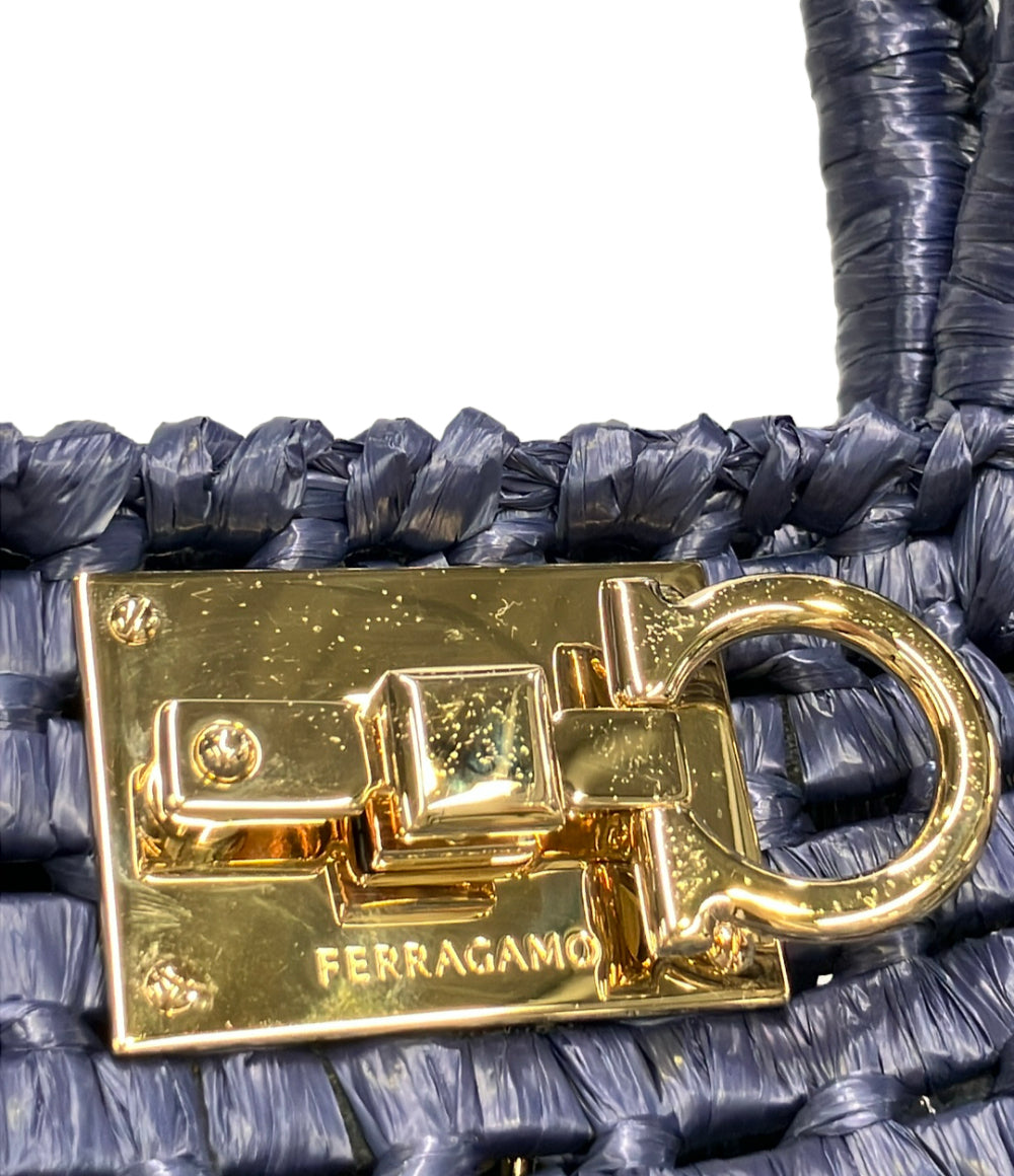 FERRAGAMO ハンドバッグ スタジオボックス ラフィア ガンチーニ レディース フェラガモ