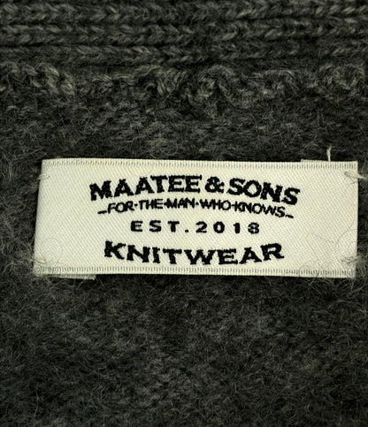 MAATEE＆SONS 長袖カーディガン 天竺 ノーボタン グレー カシミヤ100% MT1303-0106 メンズ SIZE 2 (M) マーティーアンドサンズ