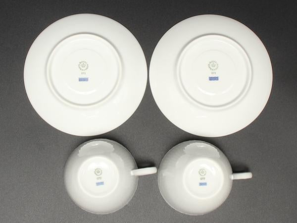 美品 ロイヤルコペンハーゲン カップ＆ソーサー 2客セット ペア ホワイトフルーテッド ハーフレース Royal Copenhagen