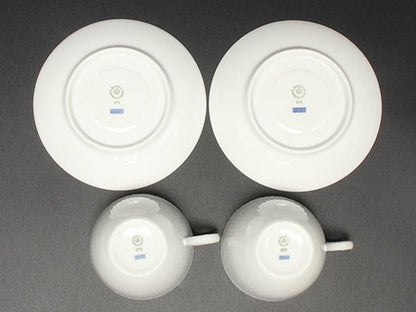 美品 ロイヤルコペンハーゲン カップ＆ソーサー 2客セット ペア ホワイトフルーテッド ハーフレース Royal Copenhagen