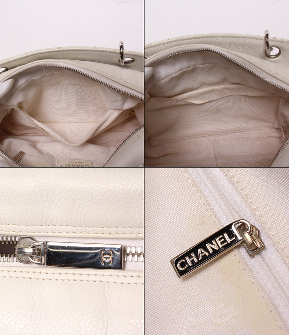 CHANEL チェーンショルダーバッグ ハンドバッグ キャビアスキン シルバー金具 肩掛け マトラッセ レディース