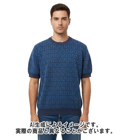 美品 FENDI 半袖ニット ズッカ FZY443AO5J メンズ SIZE 54 (XXL) フェンディ